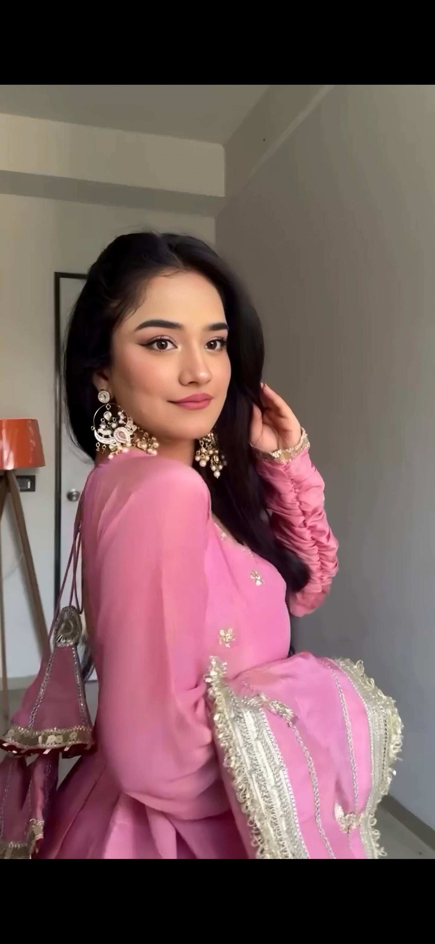 PRISHA PINK VICHITRA SILK ANARKALI SUIT SET
