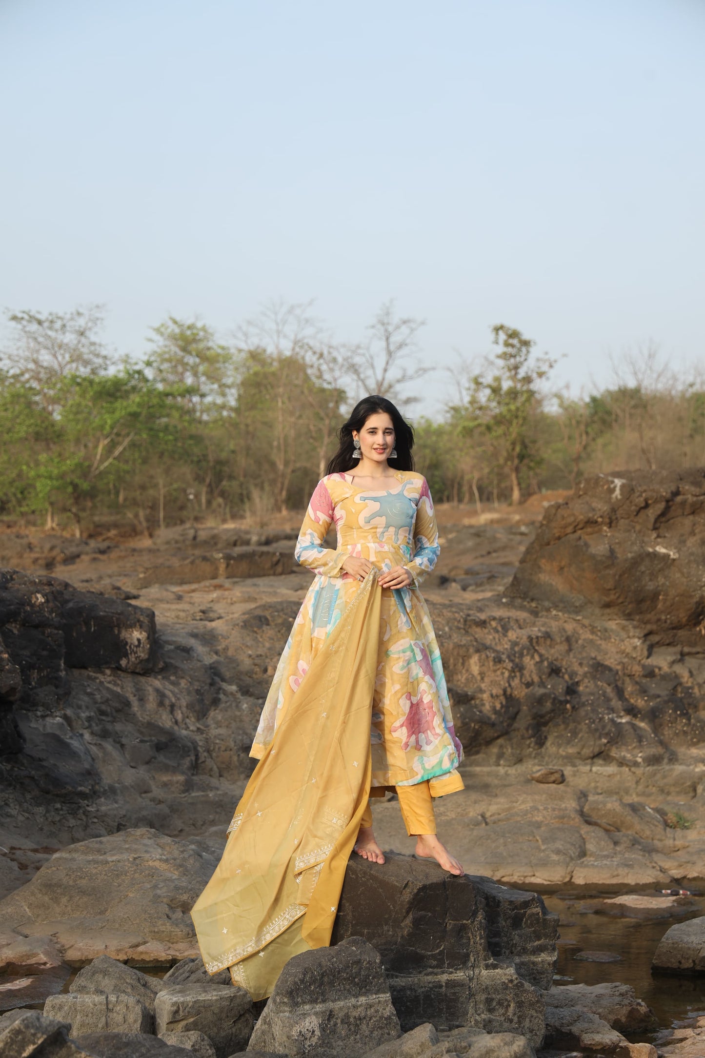 CORONA'S MULTI COLOURED ANARKALI SUIT SET SC 08