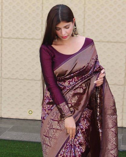 Purple Palkhi Silk Woven Kanjivaram Saree
