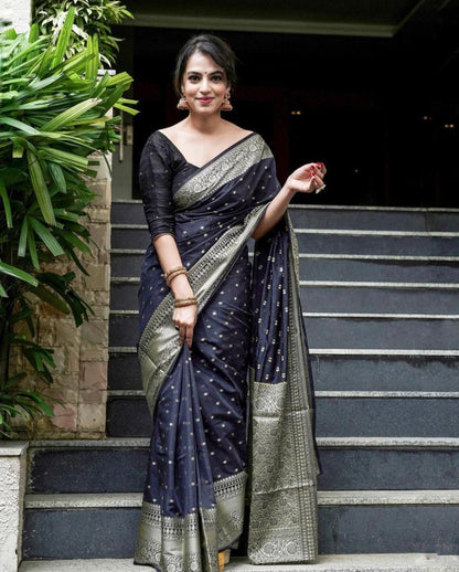 Black Silk Woven Banarasi Saree
