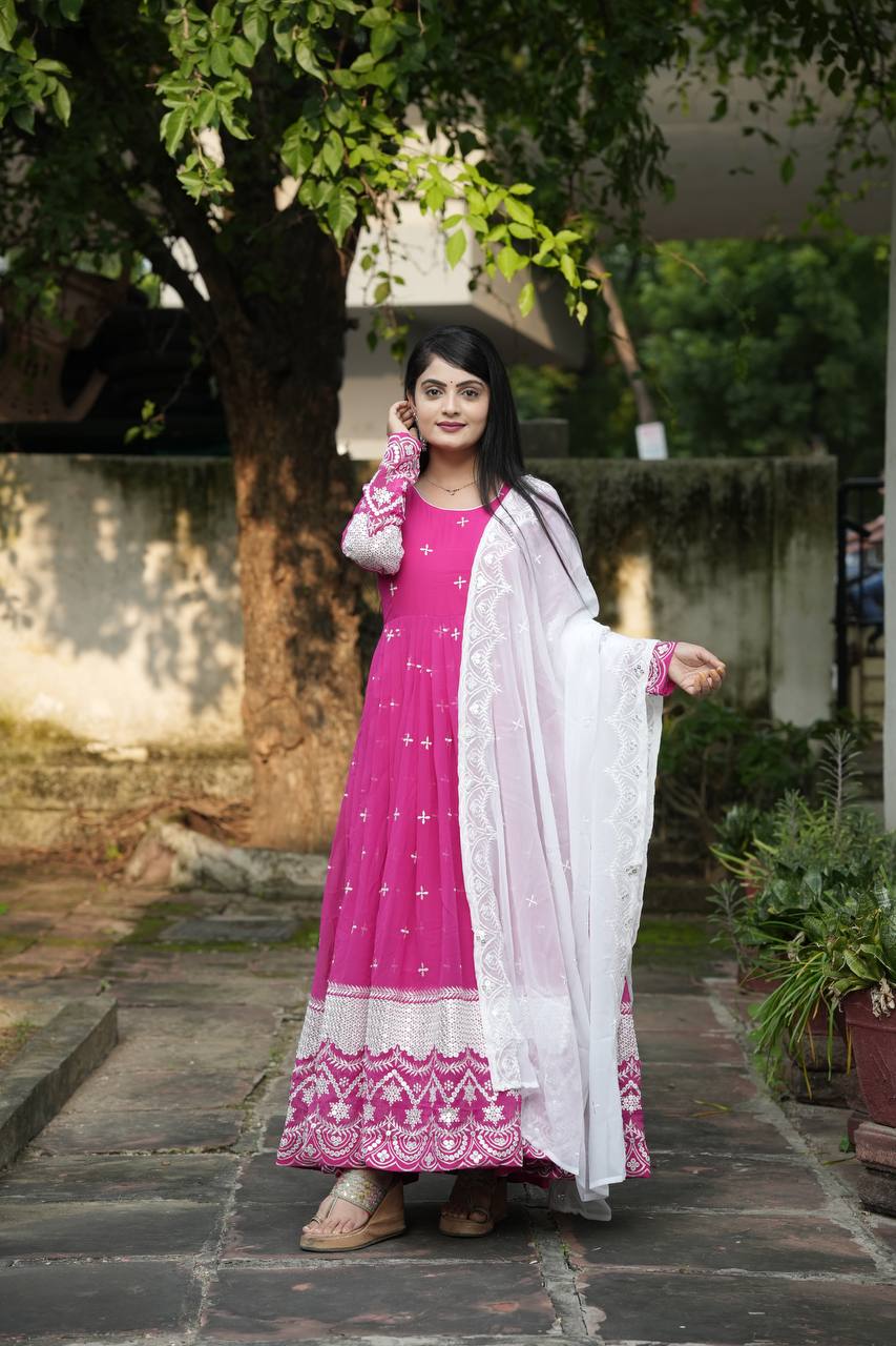 PRIYANSHI PINK DESIGNER ANARKALI SUIT SET