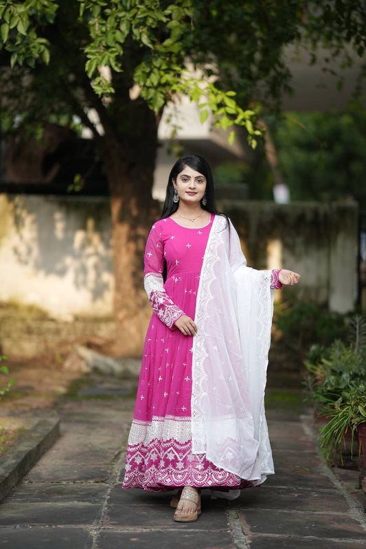 PRIYANSHI PINK DESIGNER ANARKALI SUIT SET