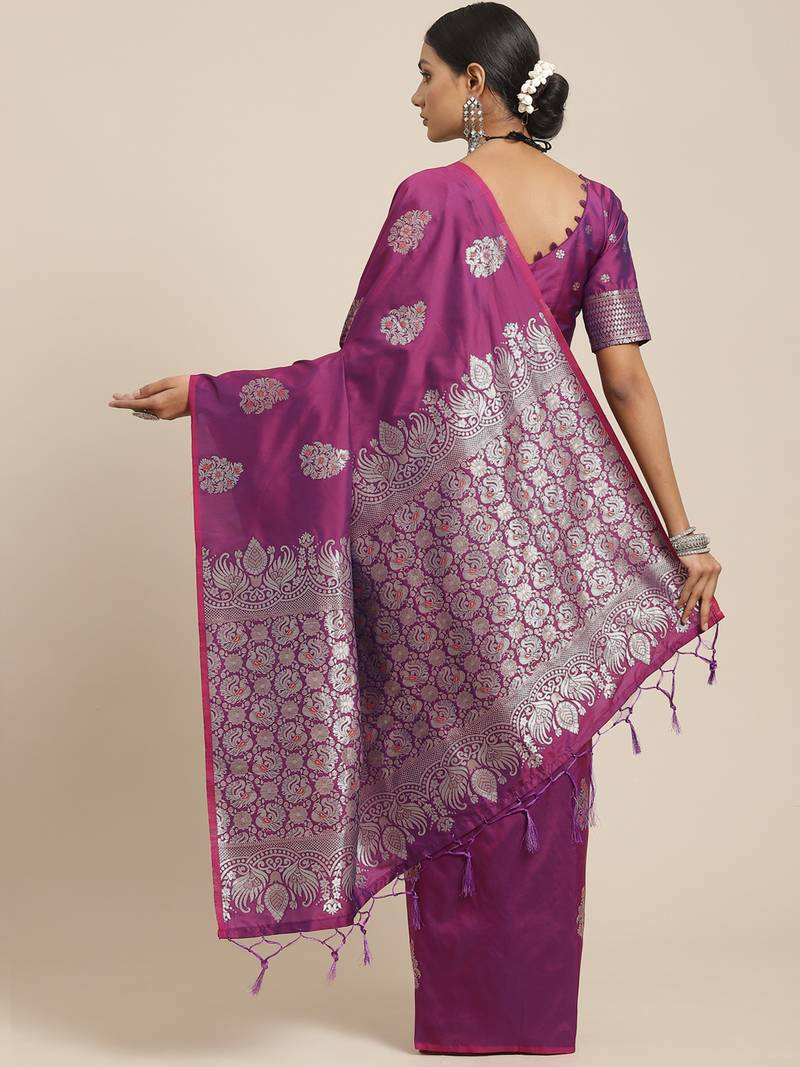 Purple Silk Woven Banarasi Saree