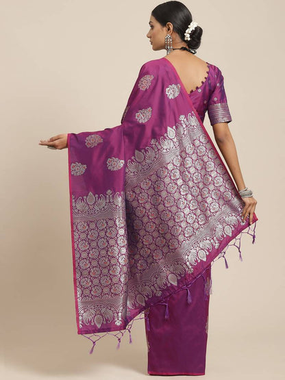 Purple Silk Woven Banarasi Saree