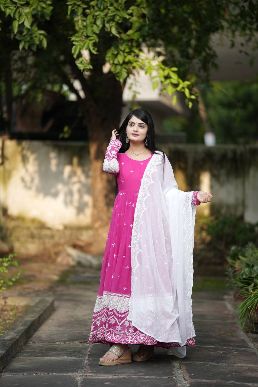 PRIYANSHI PINK DESIGNER ANARKALI SUIT SET
