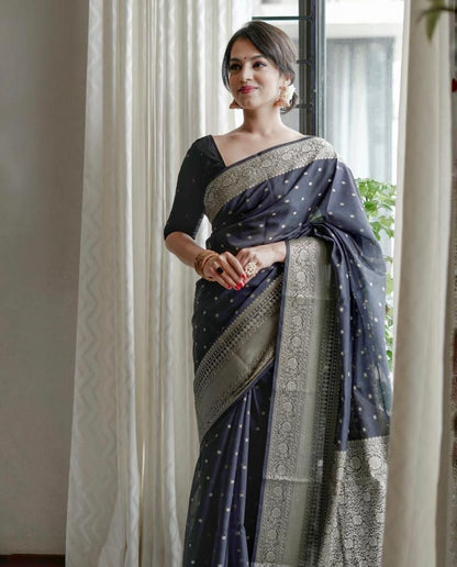Black Silk Woven Banarasi Saree