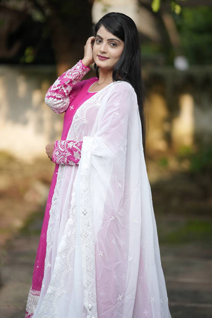 PRIYANSHI PINK DESIGNER ANARKALI SUIT SET