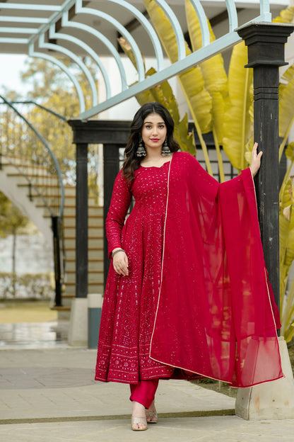 ATMIYA RED ANARKALI SUIT SET SC 6013