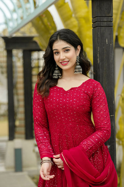 ATMIYA RED ANARKALI SUIT SET SC 6013