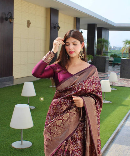 Purple Palkhi Silk Woven Kanjivaram Saree
