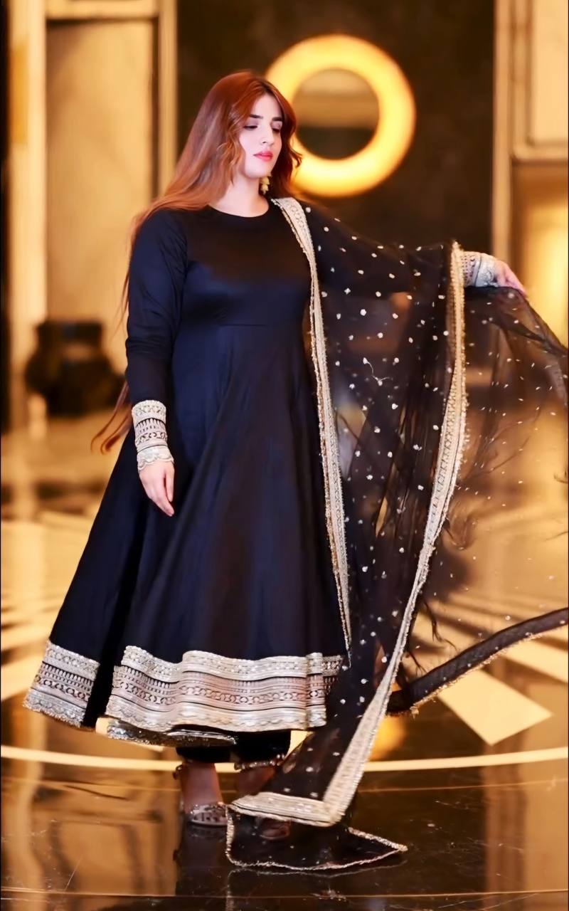 KAIYARA BLACK COLOUR ANARKALI SUIT SET