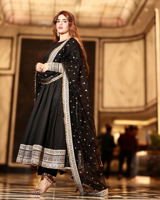 KAIYARA BLACK COLOUR ANARKALI SUIT SET