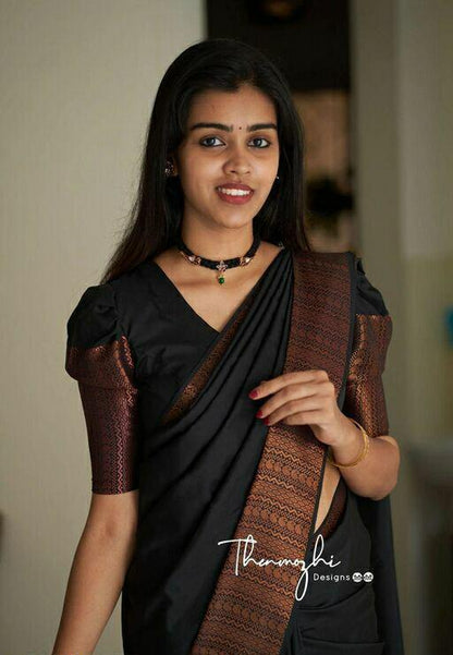 Black Silk Woven Banarasi Saree