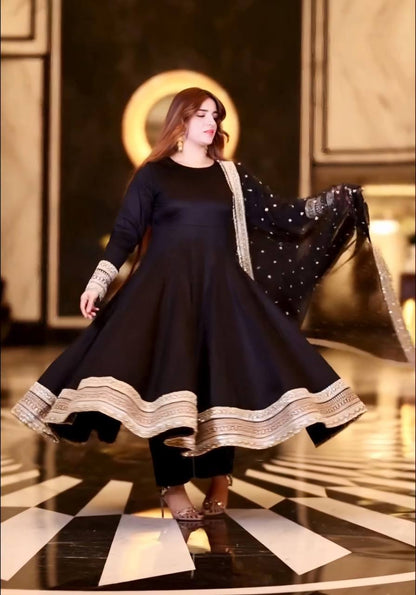 KAIYARA BLACK COLOUR ANARKALI SUIT SET