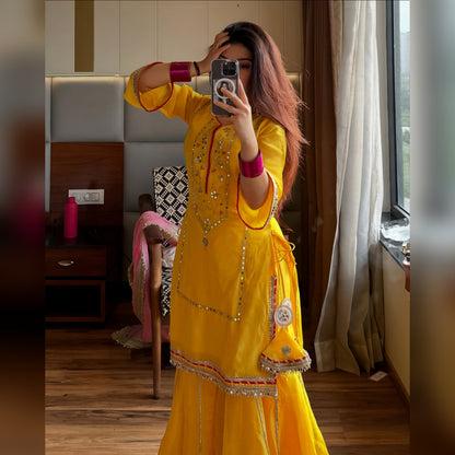 VRATIKLA NEON YELLOW COLOUR SHARARA SUIT
