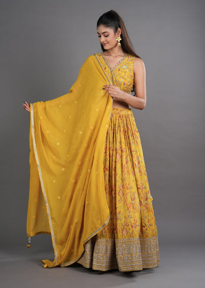 Yellow Tissue Silk Lehenga