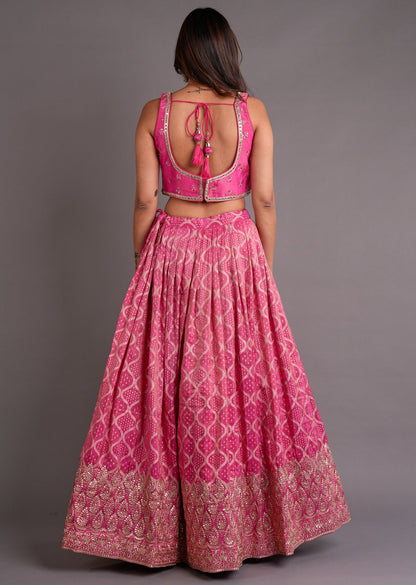 Pink Tissue Silk Lehenga