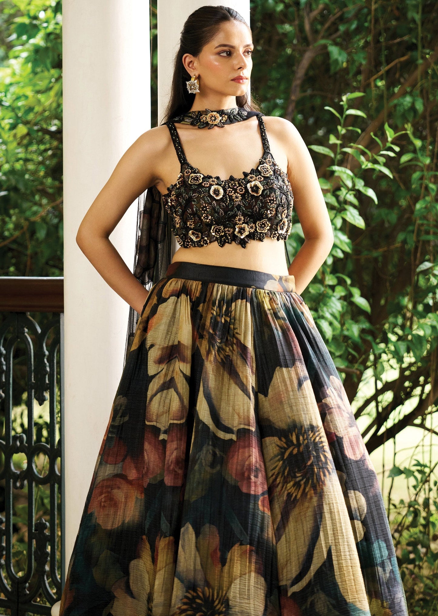 Black Organza Lehenga