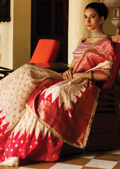 Cream Silk Lehenga