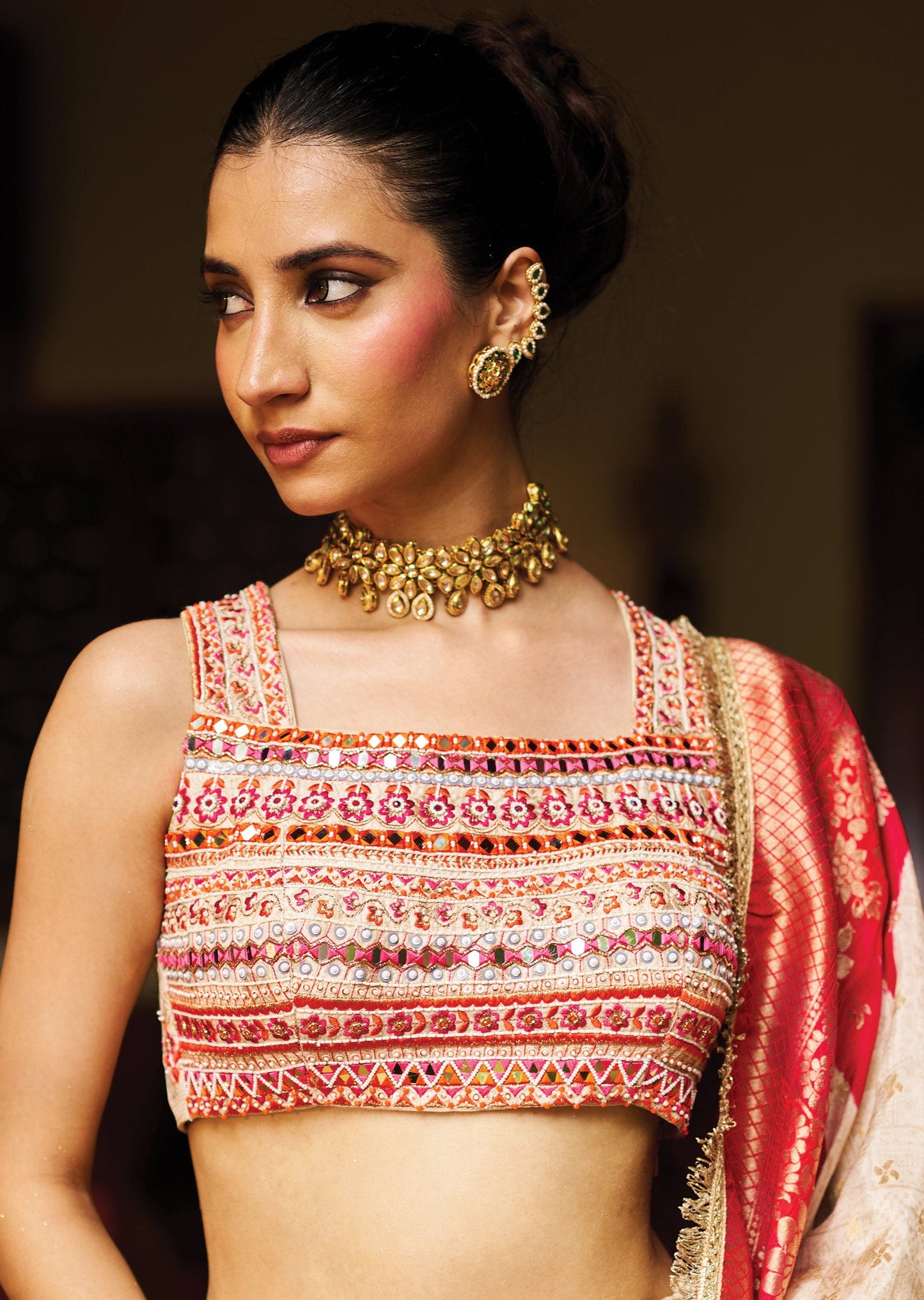 Cream Silk Lehenga