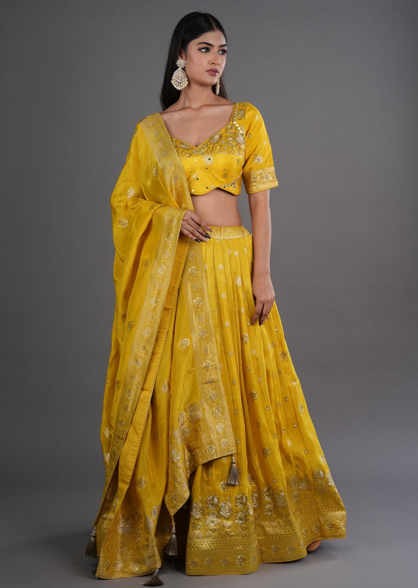 Yellow Tissue Silk Lehenga