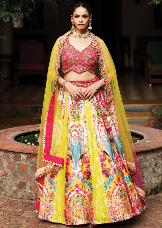 Multi Colour Silk Lehenga