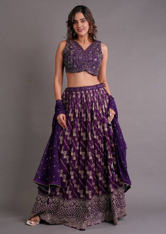 Purple Silk Lehenga