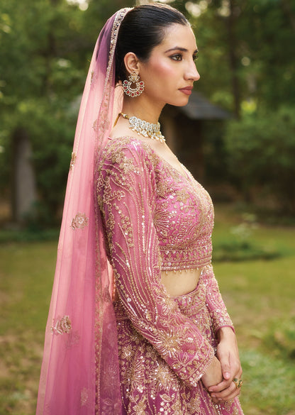 Onion Pink Net Lehenga Set