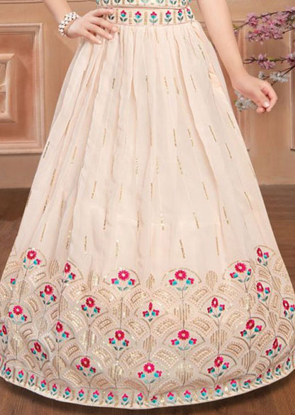 Light Beige Georgette Kids lehenga
