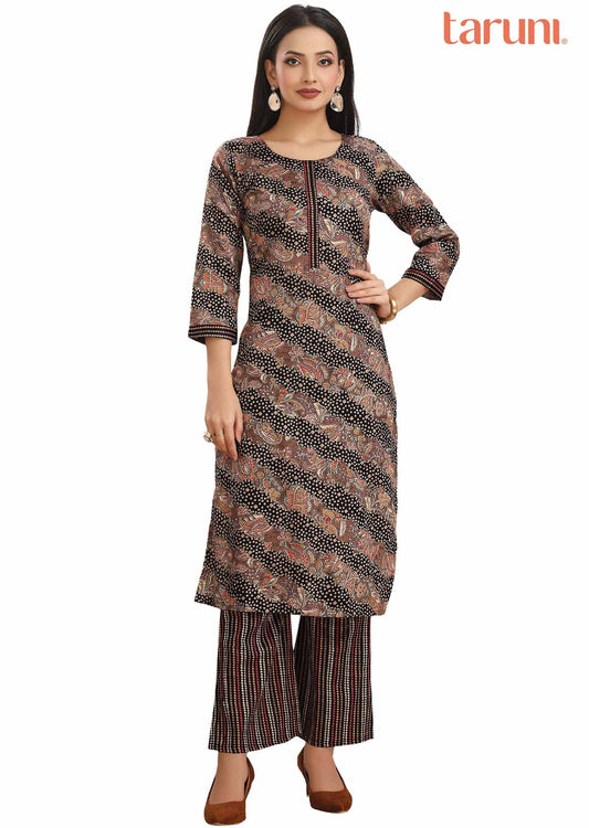 Black Modal Printed Kurti Sets