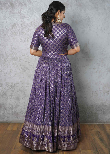 Purple Silk Embroidered lehenga
