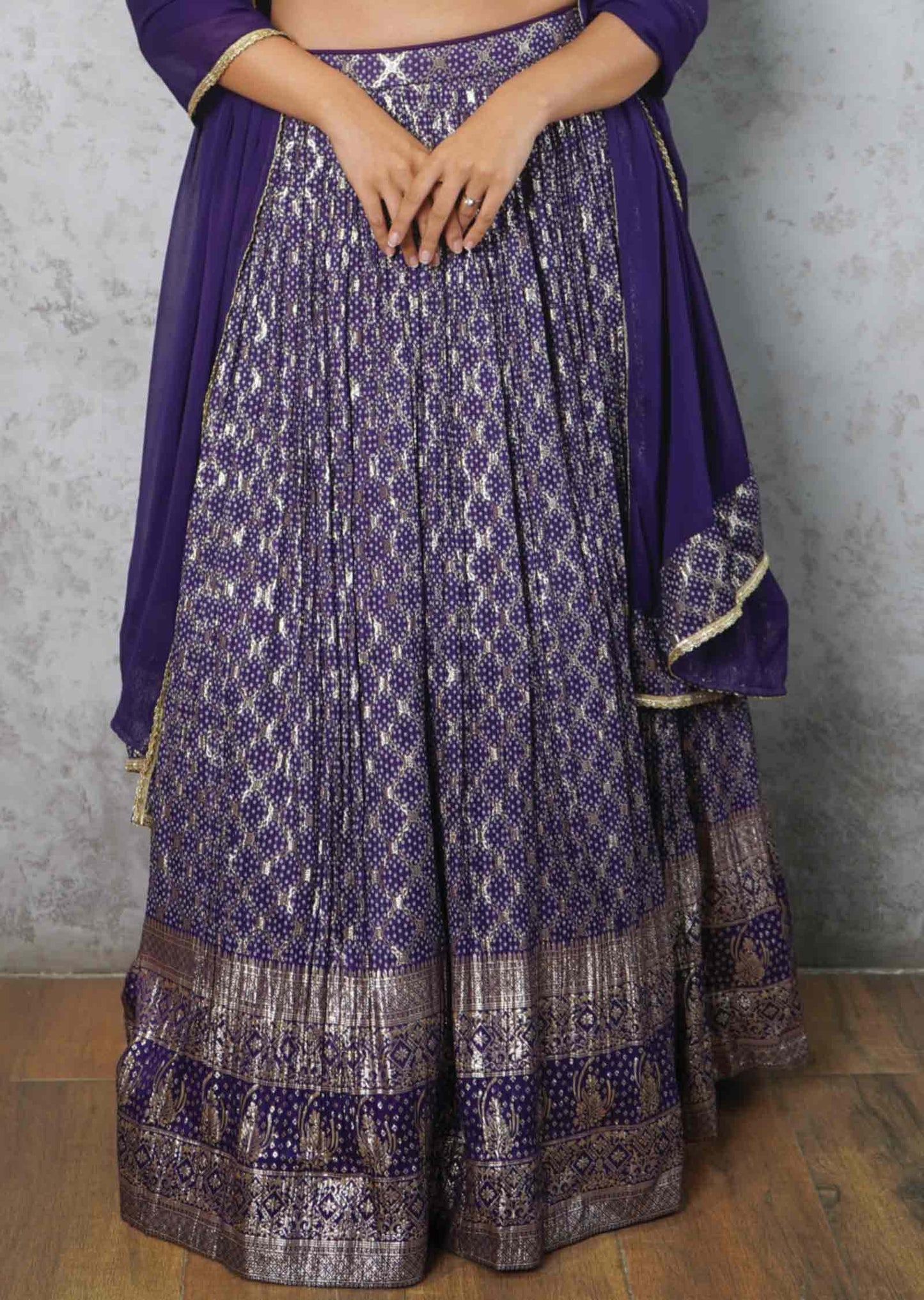 Purple Silk Embroidered lehenga