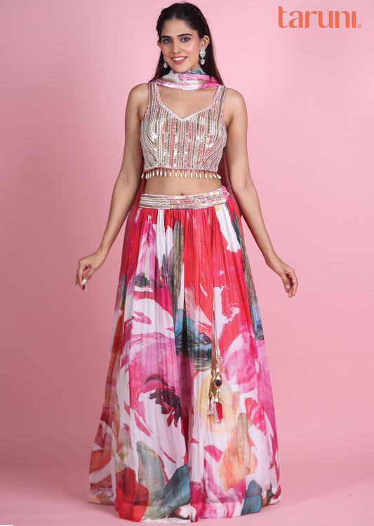 Multi Color Organza Lehenga Set