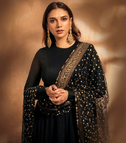 ADITI'S BLACK COLOUR ANARKALI SUIT SET