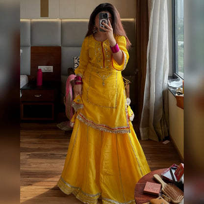 VRATIKLA NEON YELLOW COLOUR SHARARA SUIT