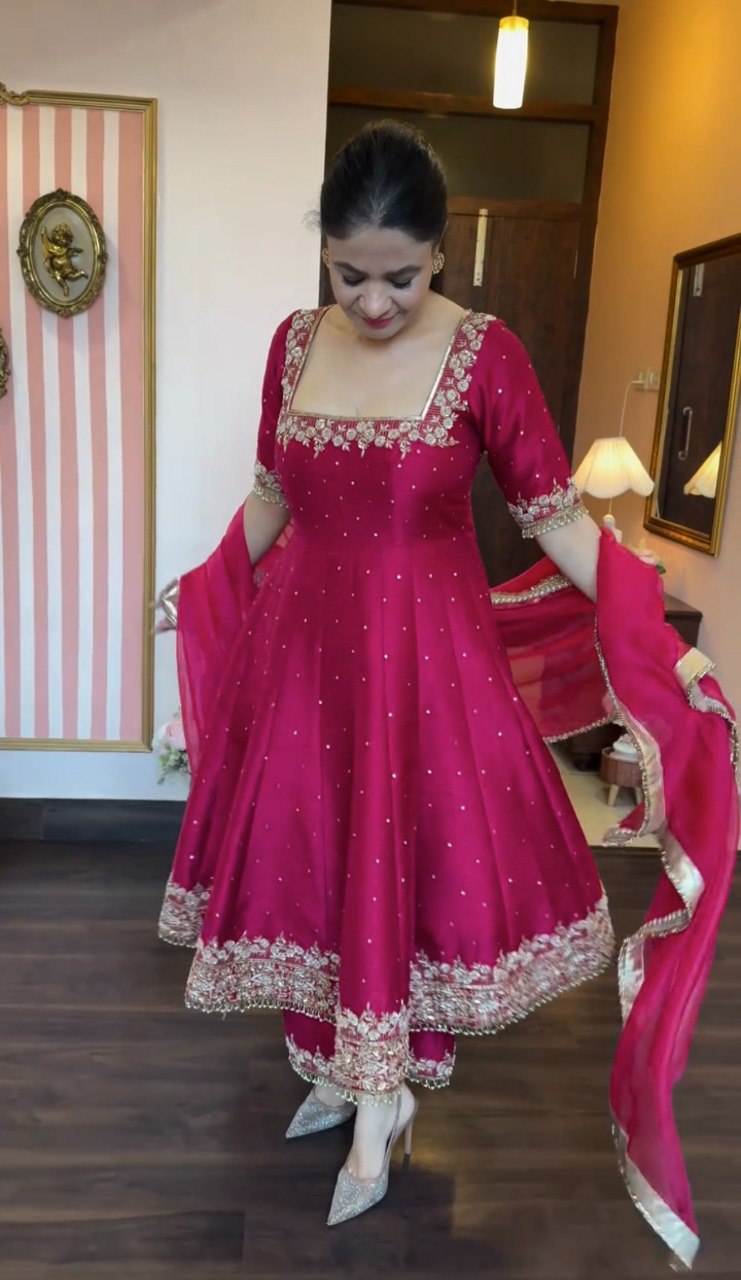 Prachi's' Pink  Heavy Vichitra Royal Elegant Suit Set