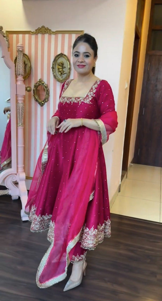 Prachi's' Pink  Heavy Vichitra Royal Elegant Suit Set
